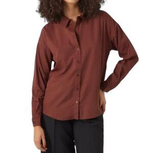 Kit And Ace Long Sleeve Collared Casual Button Up Shirt Burgundy Red Small